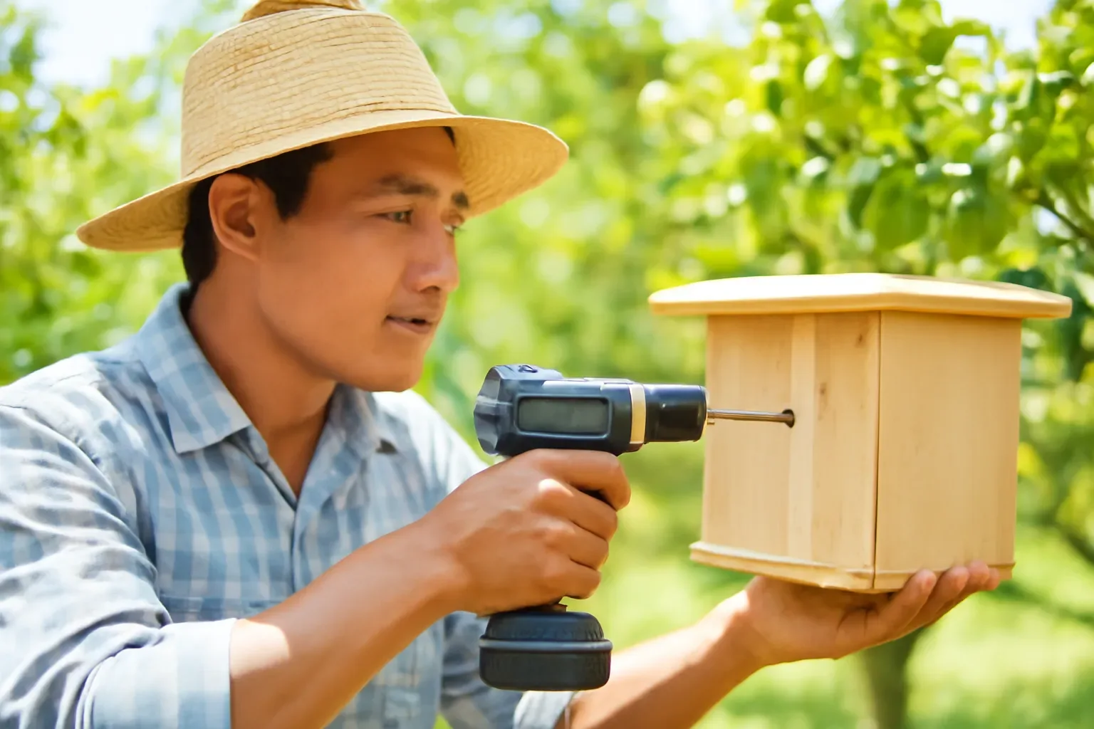 Khoan lỗ cửa nhỏ, để ong dú tự đắp ống cửa