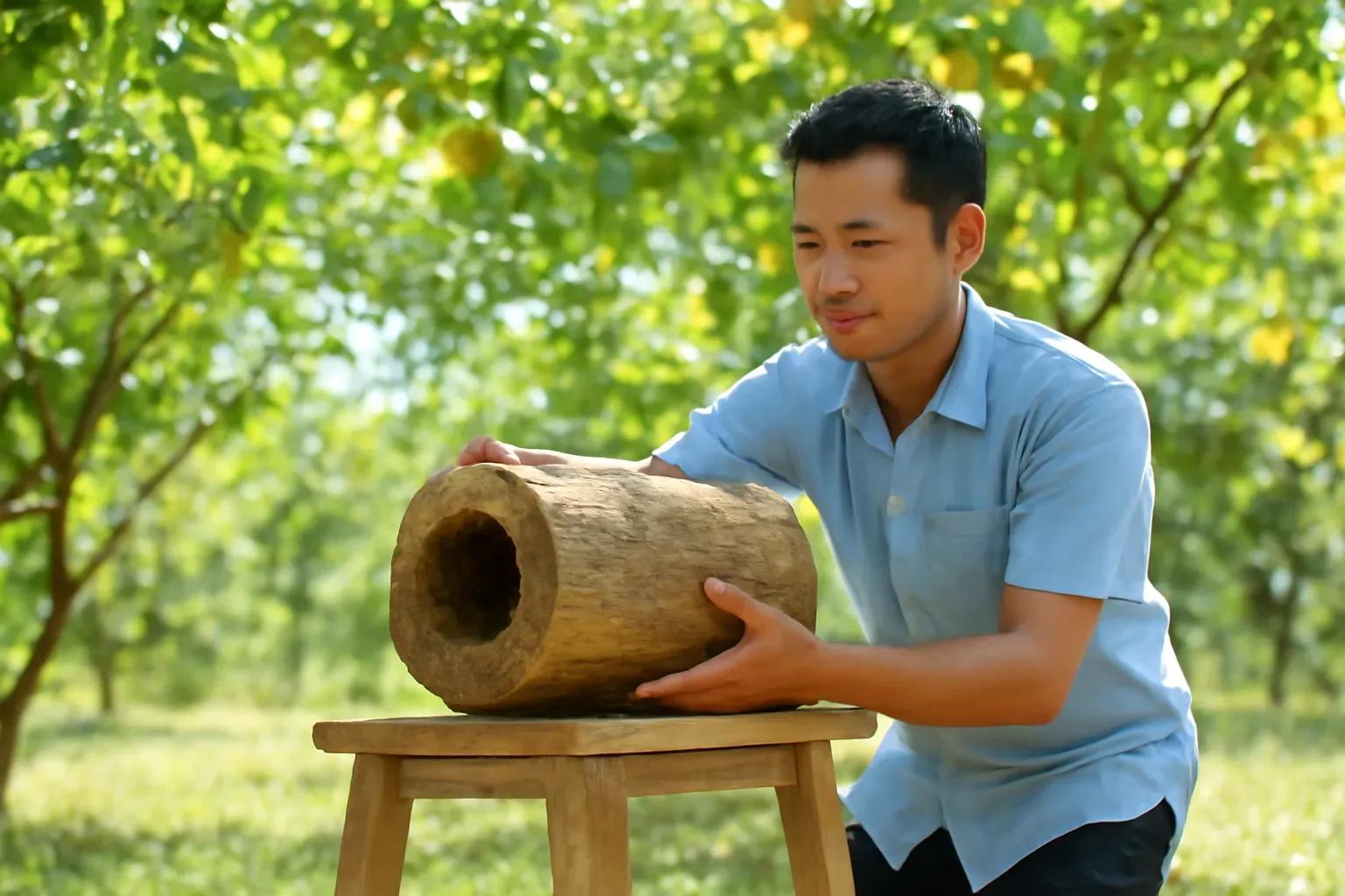 Nuôi ong dú trong khúc gỗ rỗng: cách làm thuận tự nhiên